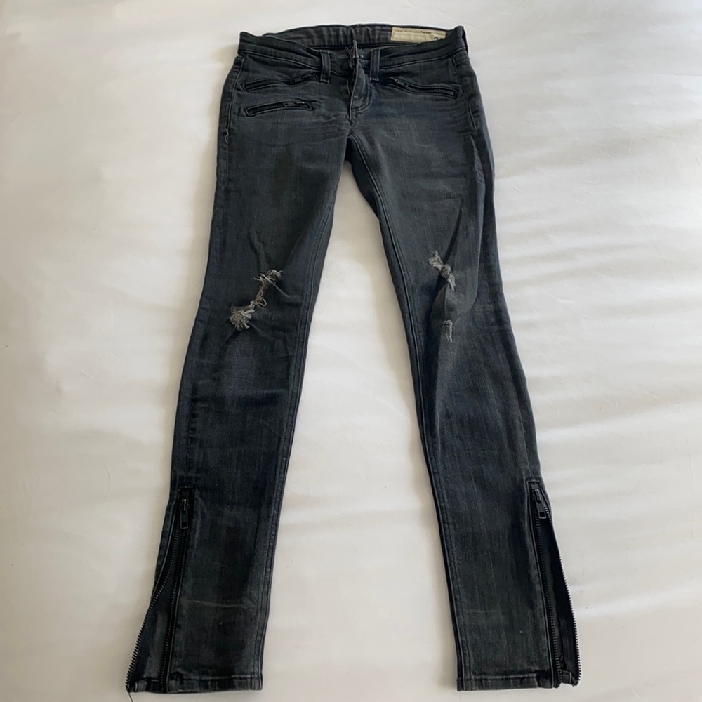 Worn Rag and Bone skinny jeans with zipper detailing